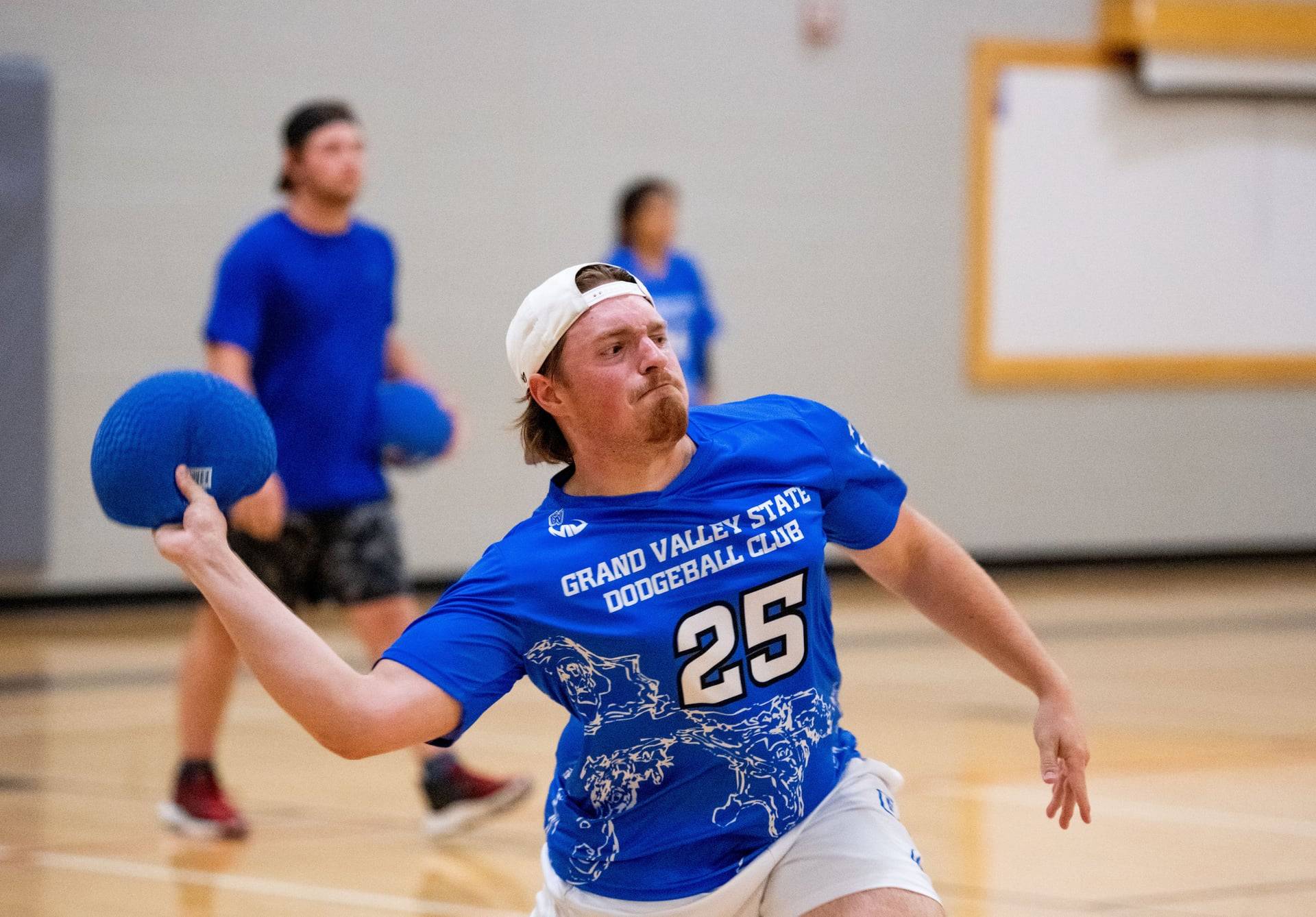 Dodgeball club member competing in a match.